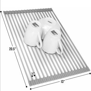 Sorbus Over the Sink Multipurpose Roll-Up Dish Drying Rack (Warm Gray)